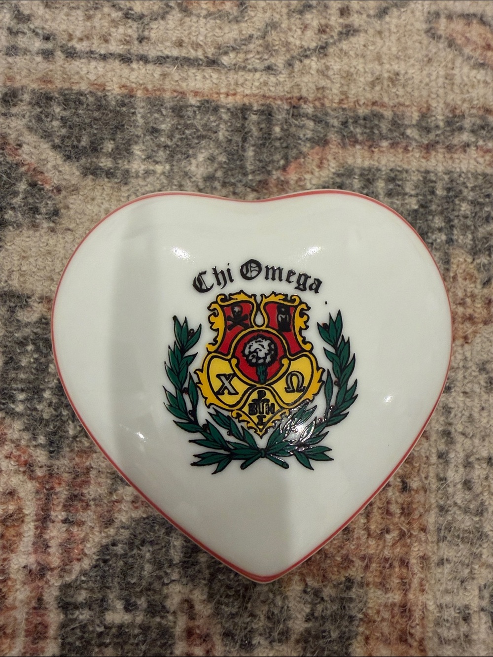 Vintage Porcelain Chi Omega Heart Box